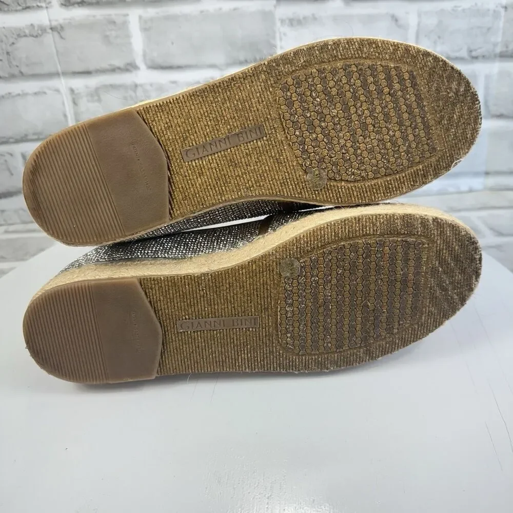 Gianni Bini Bruxie Women's Size 9 Silver Rhinestone Slip On Platform Espadrilles